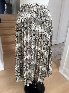 Banana Republic Pleated Snake Print Midi Skirt Petite 0